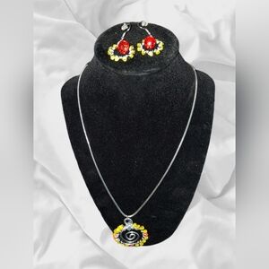 Handmade Chic Spiral Pendant Necklace with Earrings